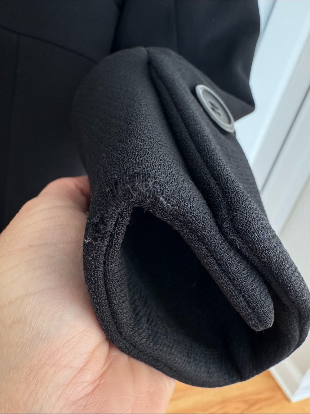J. Crew Black Single-Breasted Wool & silk lining Pea Coat size 8 - Picture 7 of 11